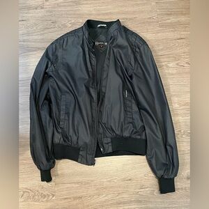 Members Only Black Bomber Jacket with Ribbed Trim